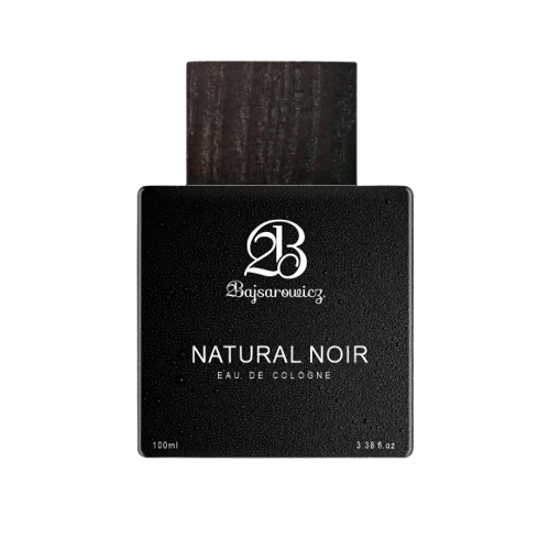 A bottle of black perfume with the label natural noir.